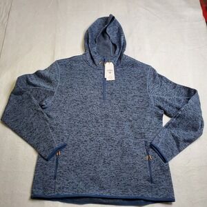 Ascend Mens Expedition Fleece Hoodie Blue Marled Quarter Zip Size Large